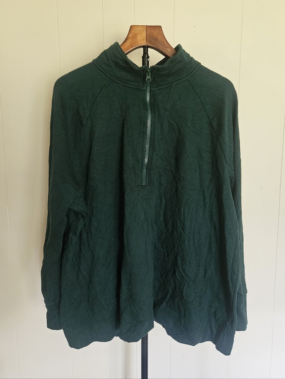 Terra & Sky Women's Quarter Zip-Up Sweater in Forest Green Size 2X